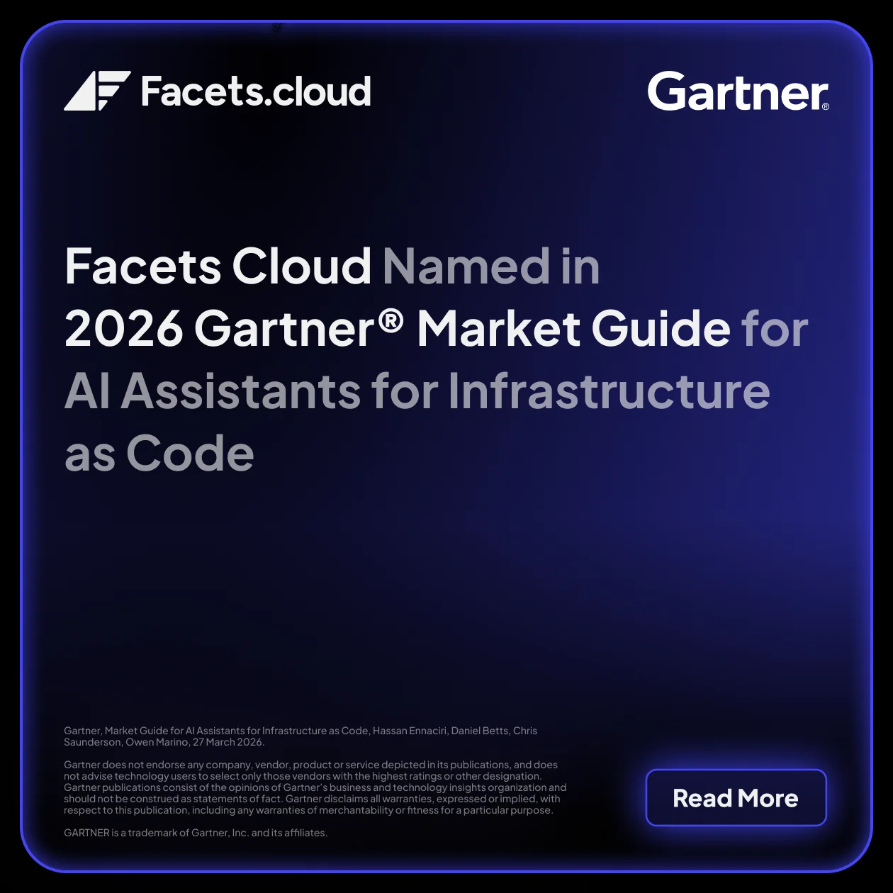 Facets Cloud's AI Assistants for Infrastructure as Code Recognition Now Spans a Market Guide and 5 Gartner Hype Cycles